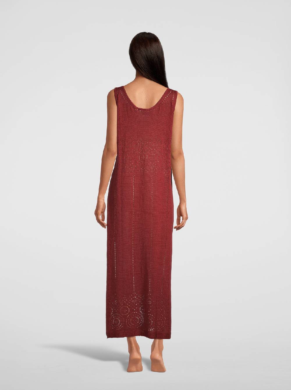 Oscalito Abito lungo senza maniche in maglia di puro lino 6588 Offerte speciali