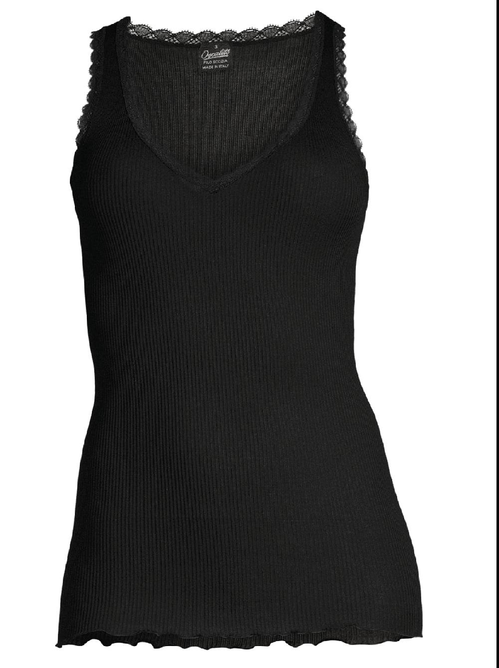 Oscalito Canotta Filoscozia® Scollo a V con Micro Pizzo Leavers 3172 Promozione Limitata
