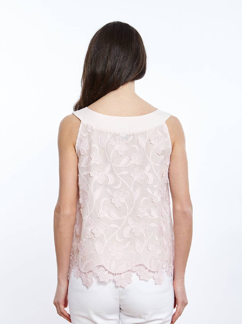 Oscalito Top in Voile di Cotone con Ricamo Surposé 4910 Convenienza