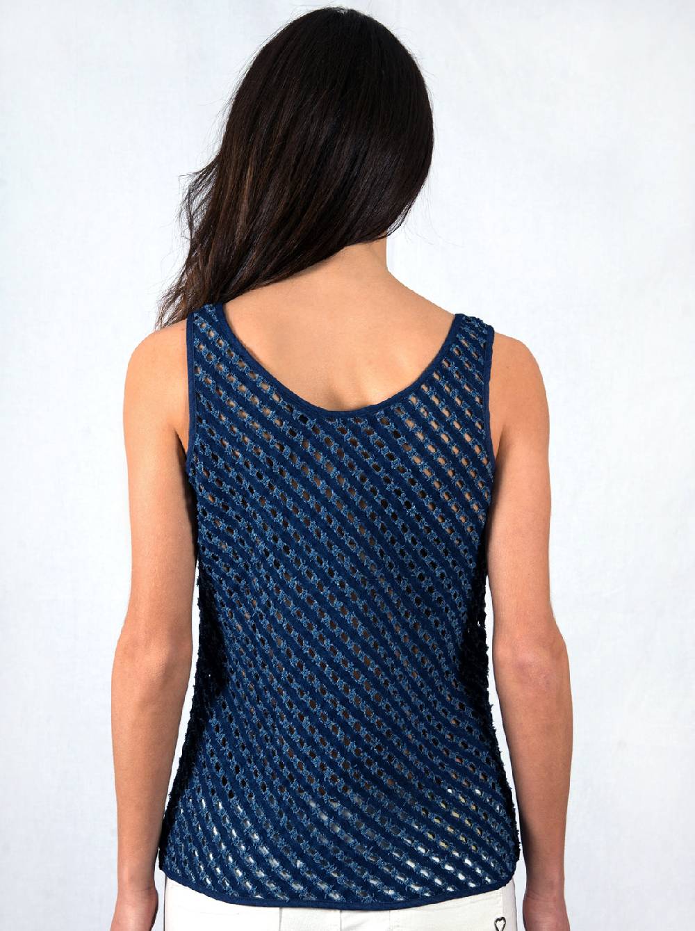 Oscalito Canotta in misto cotone denim laserato 4600 Offerta