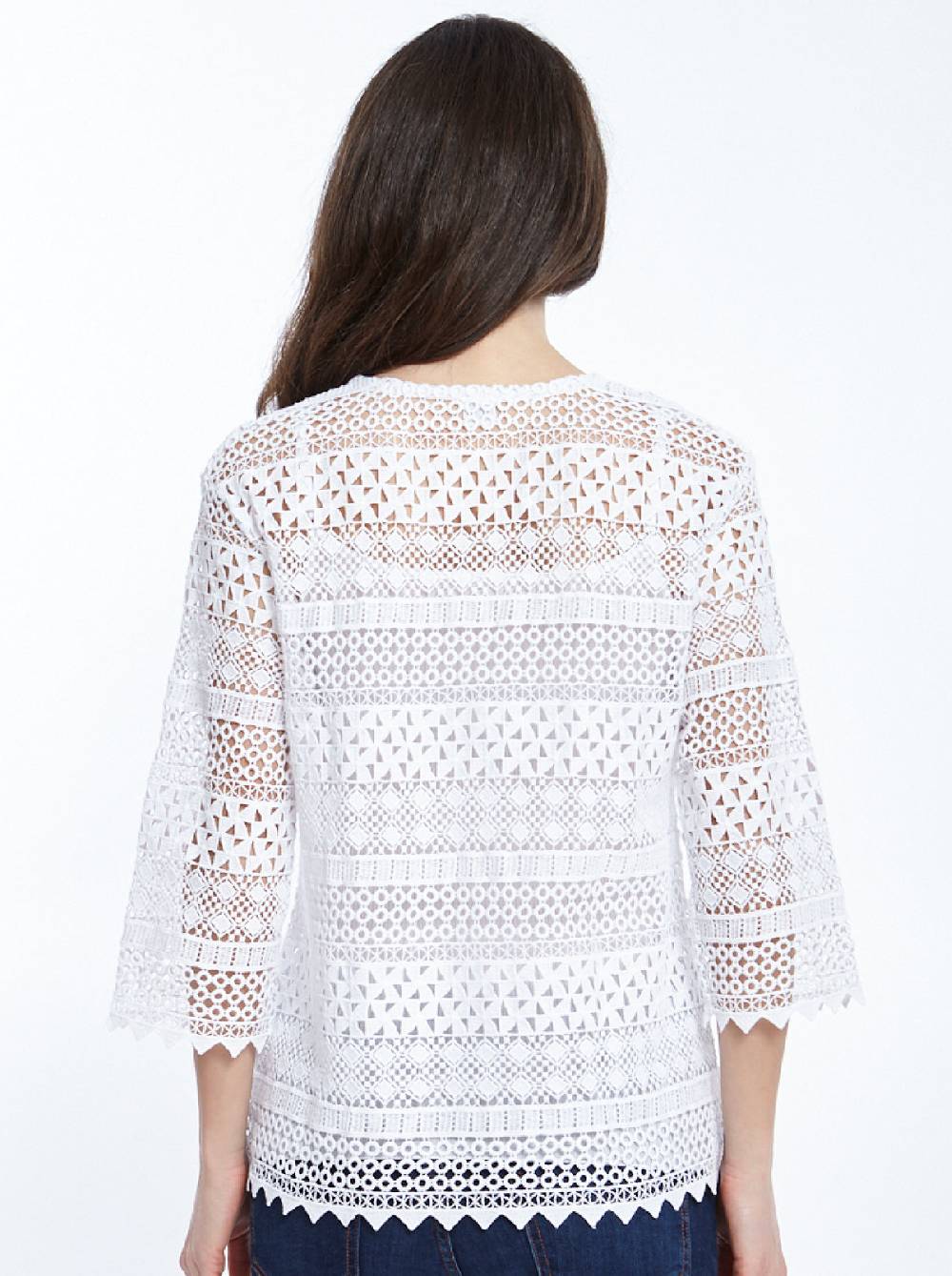 Oscalito Cardigan a maniche midi Allover Macramè Cotone 4536 Hotsell