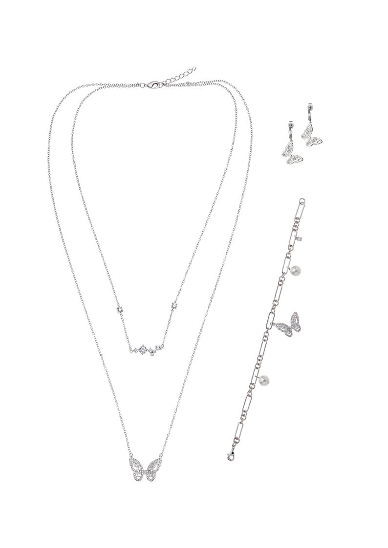 Ottaviani Collana doppio filo rodiata con cubic zirconia Nuova