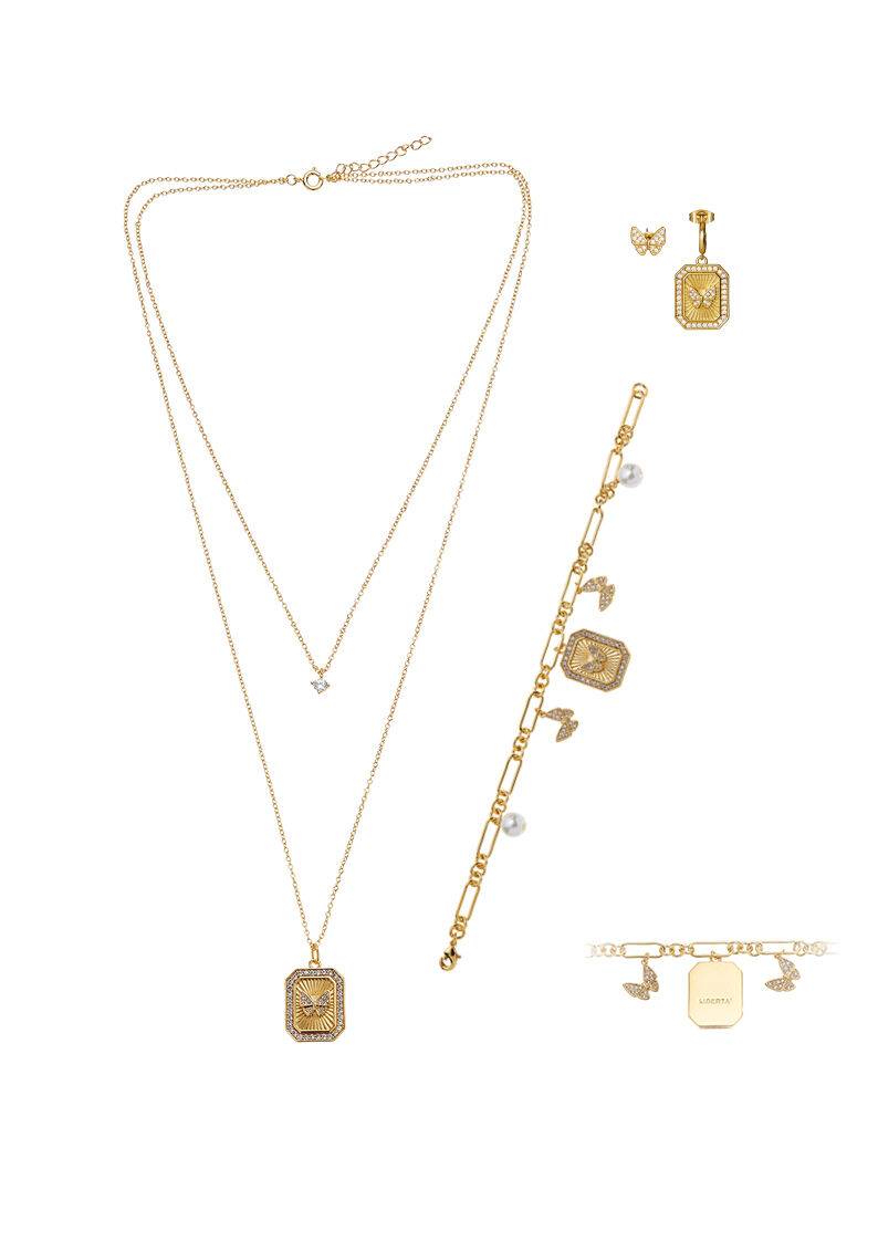 Ottaviani Collana doppio filo dorata con cubic zirconia Moda