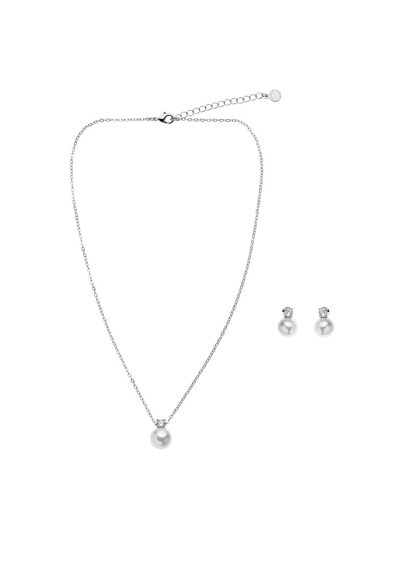 Ottaviani Collana rodiata con cubic zirconia e perla Pezzi Unici
