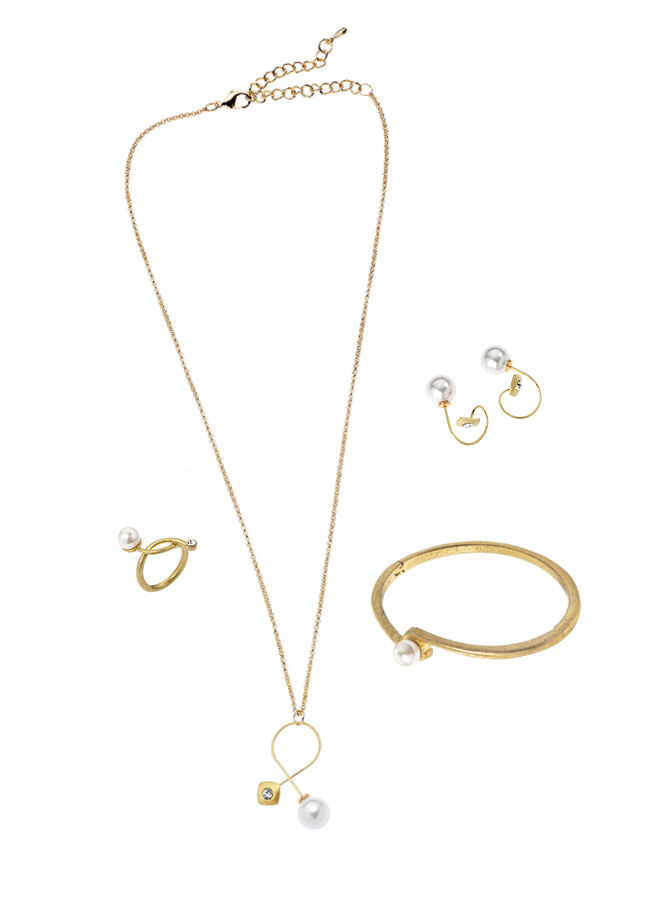 Ottaviani Anello in metallo placcato oro 18k,perle bijou Offerta