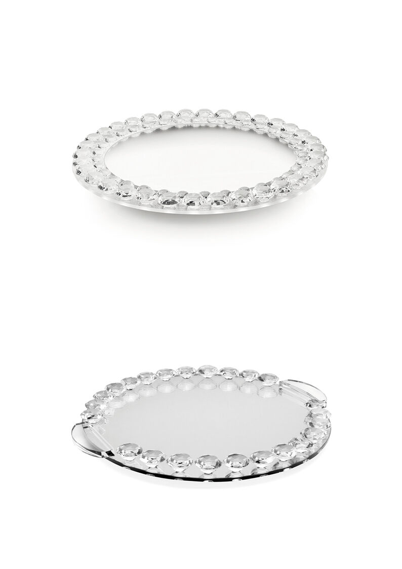 Ottaviani Vassoio cristallo c/strass diametro cm.30 Italy