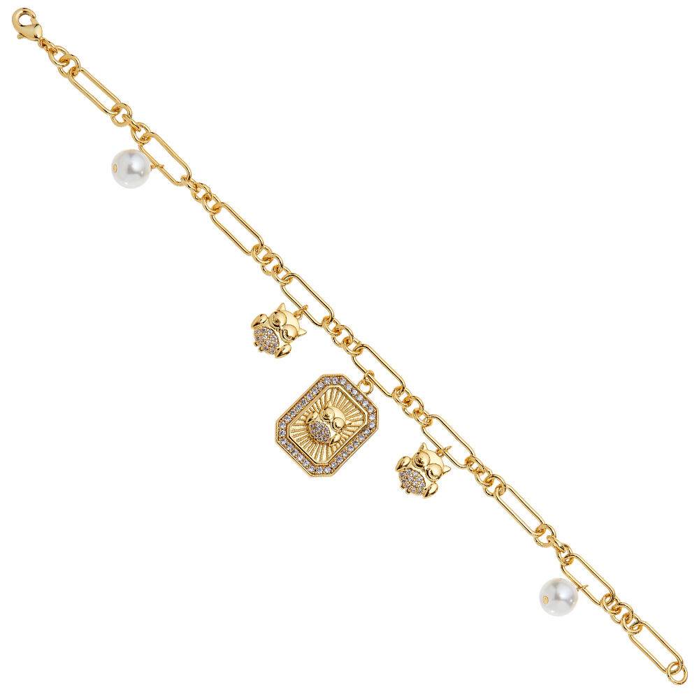 Ottaviani Bracciale dorato con cubic zirconia e perle