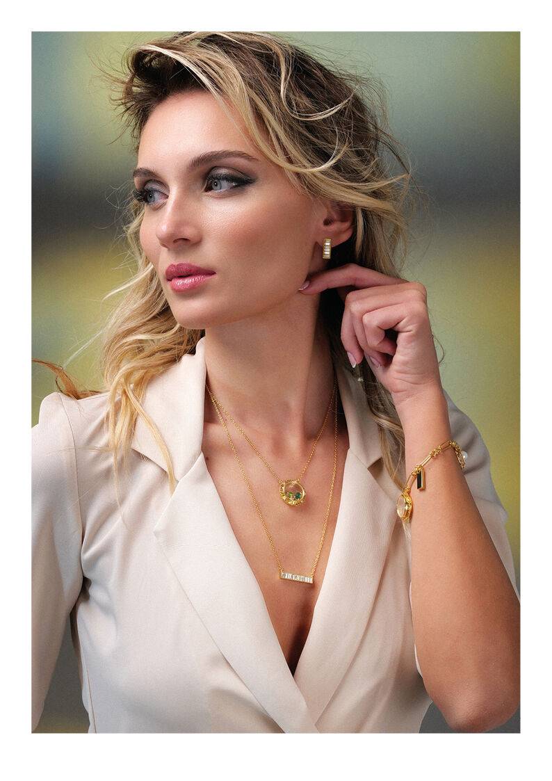 Ottaviani Bracciale dorato con cubic zirconia e perle Presa