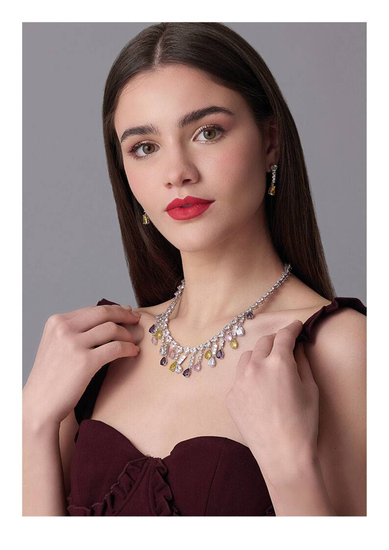 Ottaviani Collana rodiata con cubic zirconia Italy