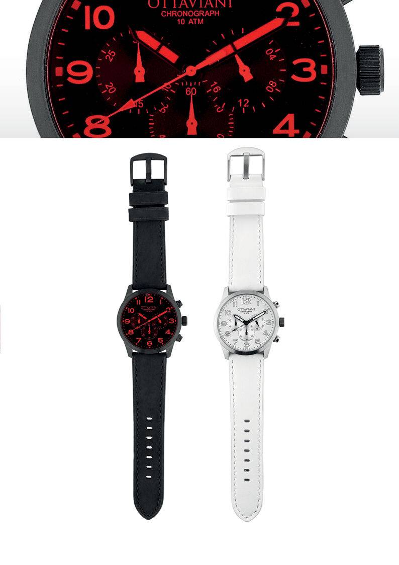 Ottaviani Cronografo quadrante rosso/pelle Shopping Online