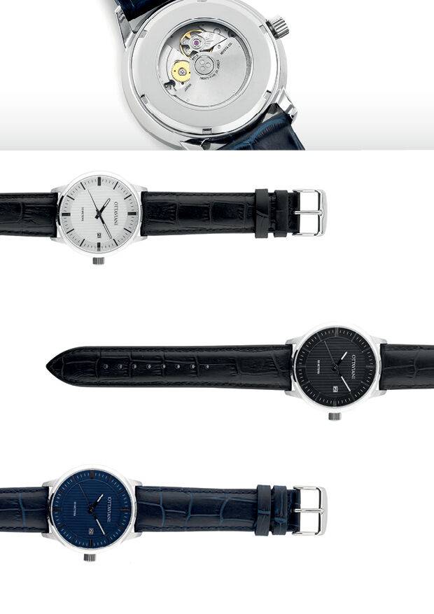 Ottaviani Automatico quadrante blu e pelle blu Consegna Veloce