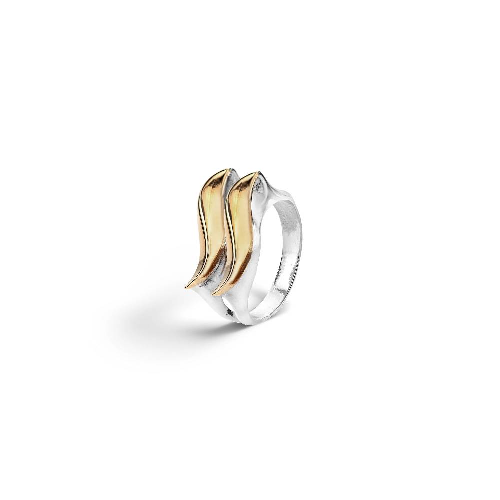 ﻿Paola Grande Gioielli FLAME Anello con due elementi in argento e bronzo Sconto