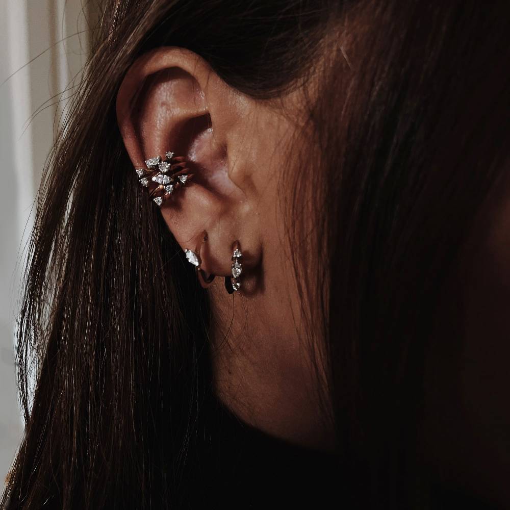 Paola Grande Gioielli BALANCE Ear cuff 'Balance' oro rosa con diamante taglio goccia Vendite Flash