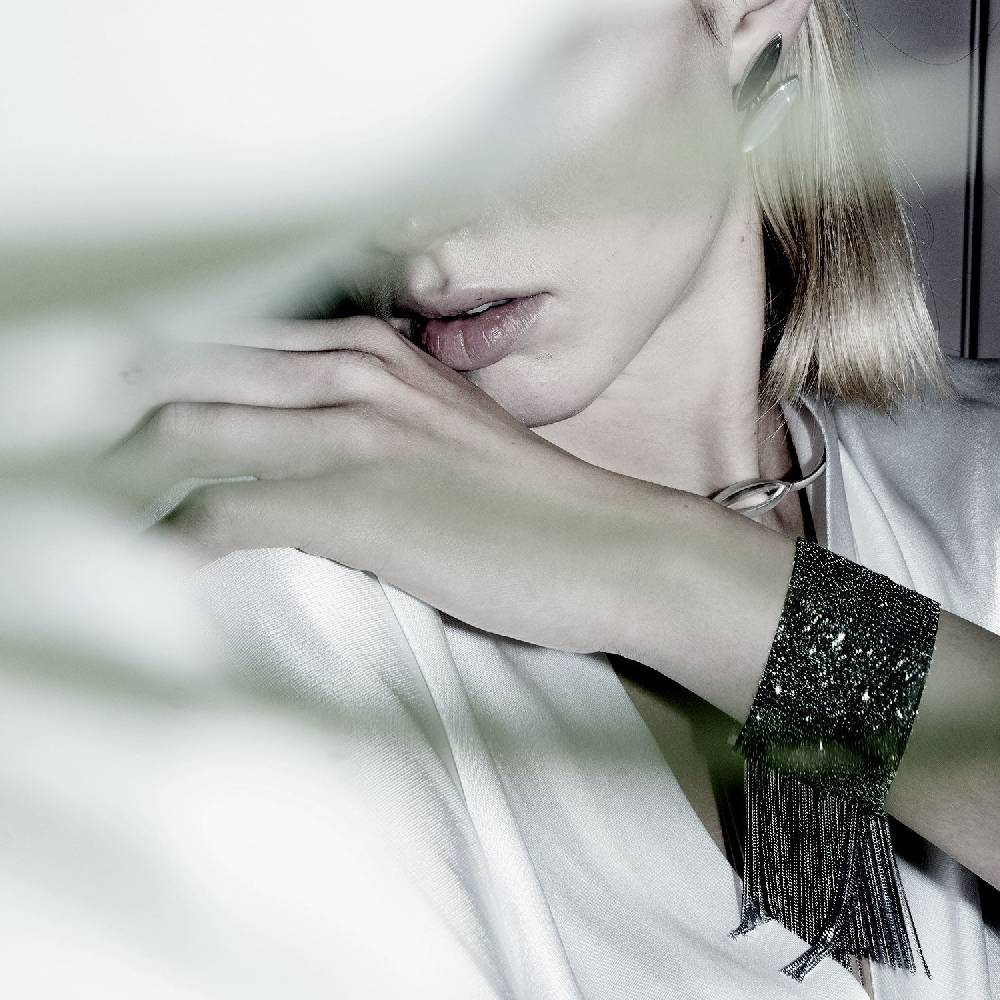 Paola Grande Gioielli SCIARPE Bracciale in maglia d'argento con frange Qualità