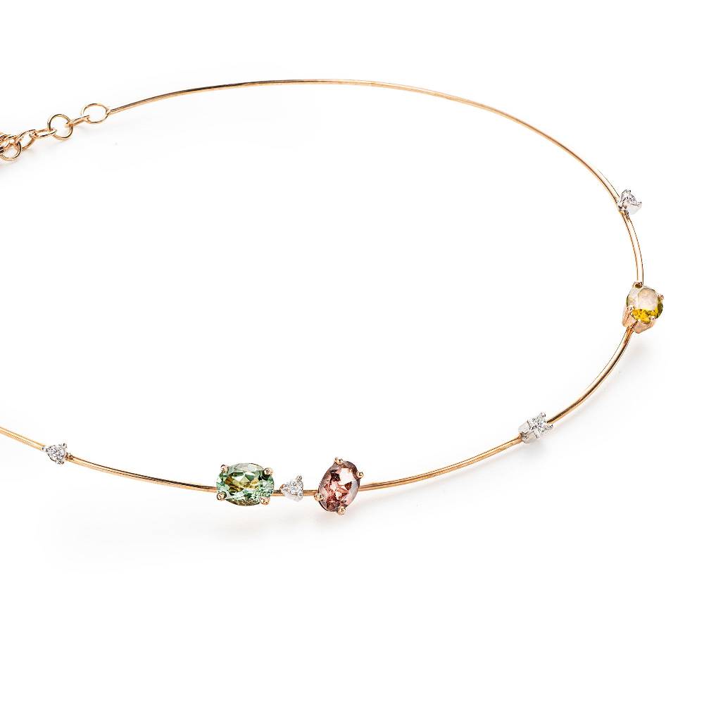 Paola Grande Gioielli BALANCE Collana 'Balance' con tormaline e diamanti In Vendita