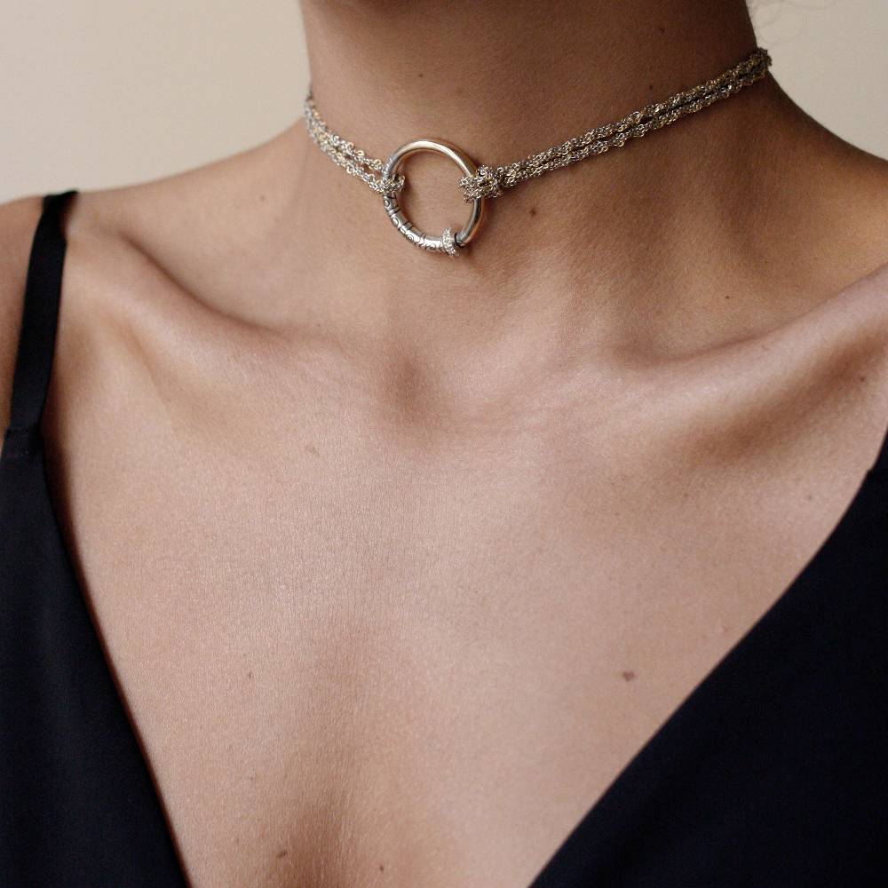 Paola Grande Gioielli NEON Collana|Choker 'Neon' bicolore con pavé 2025
