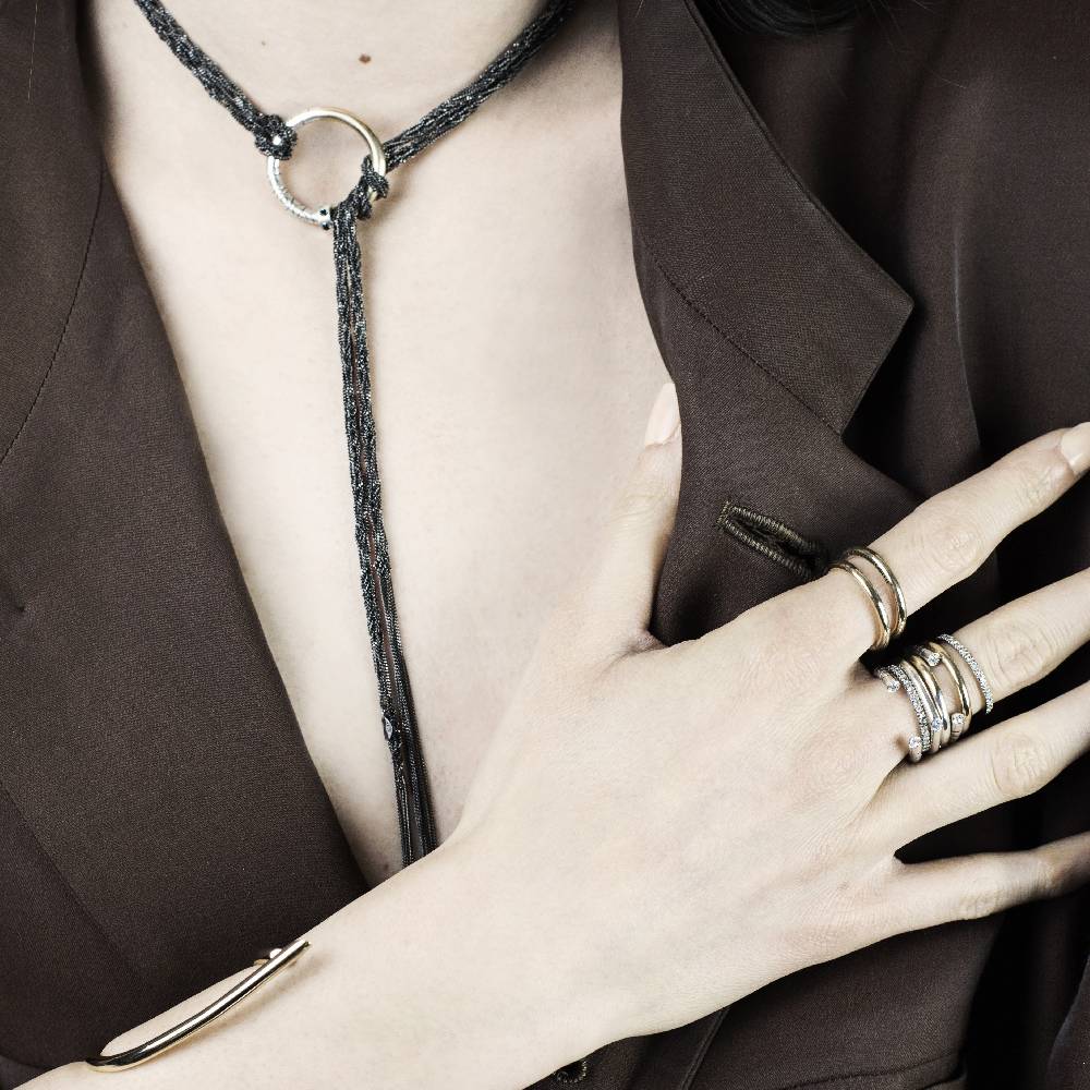 Paola Grande Gioielli NEON Collana/choker 'Neon' con anello e pietre Consegna Veloce