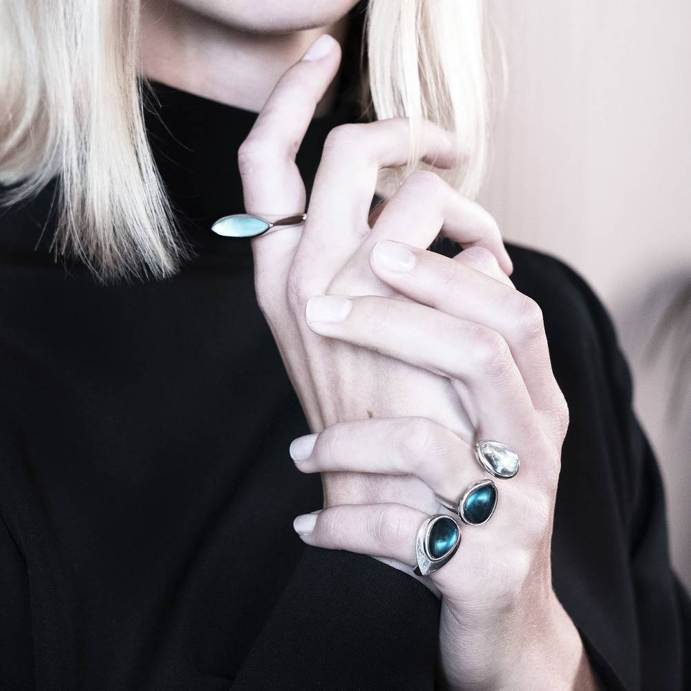 Paola Grande Gioielli AURUM Anello Goccia verde|bianco 2 elementi Convenienza