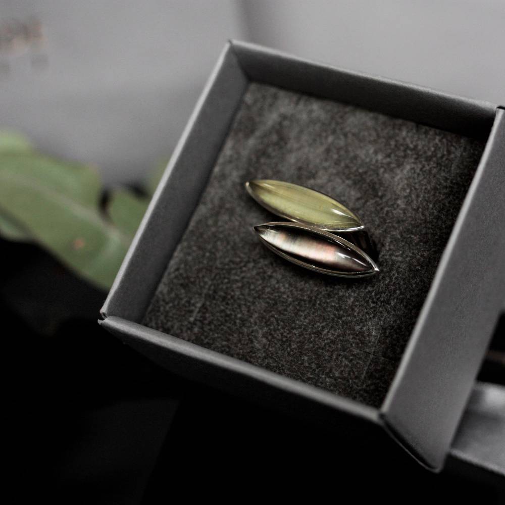 Paola Grande Gioielli AURUM Anello Navetta con agata verde Qualità Garantita