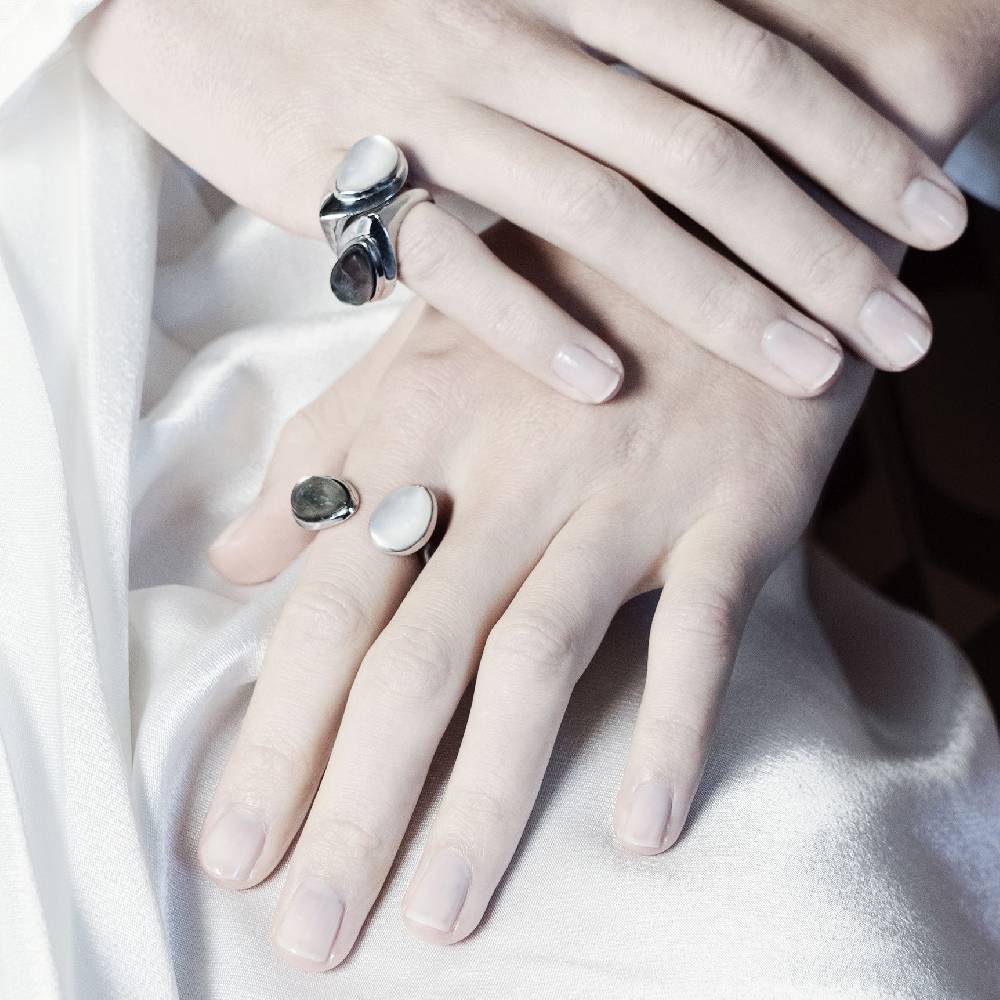 Paola Grande Gioielli AURUM Anello goccia bianco|grigio 2 elementi Shopping Online