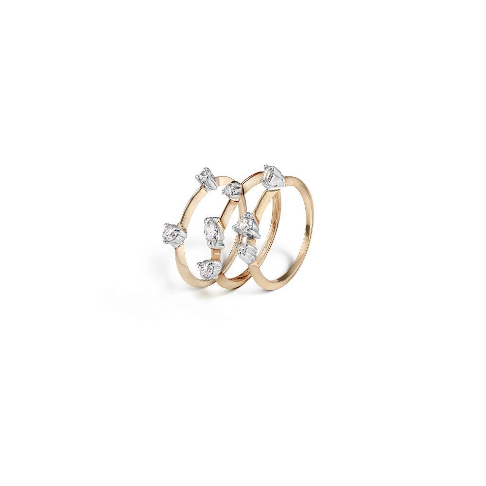 Paola Grande Gioielli BALANCE Set di 3 anelli 'Balance' in oro rosa e diamanti Sottocosto