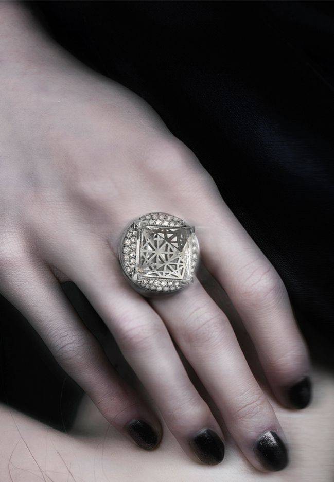 Paola Grande Gioielli ENTROPIA Anello in oro bianco e diamanti Saldi