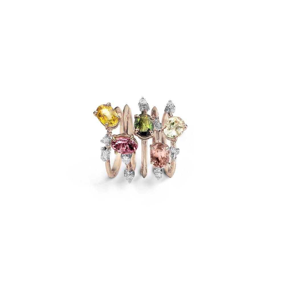 Paola Grande Gioielli BALANCE Set di 5 anelli 'Balance' con tormaline Online