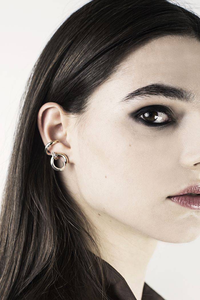 Paola Grande Gioielli NEON Riccioli 'Neon' con bullone e pietre bianche Pezzi Unici