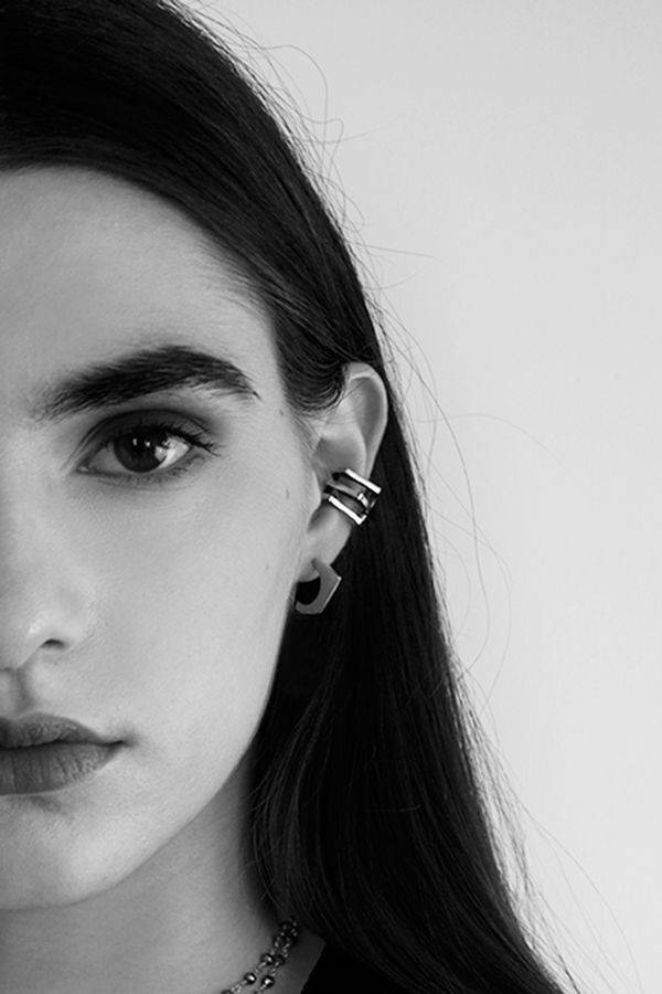 Paola Grande Gioielli CONGIUNZIONI Mono orecchino 'Congiunzioni' 3 elementi base bronzo Vendita calda