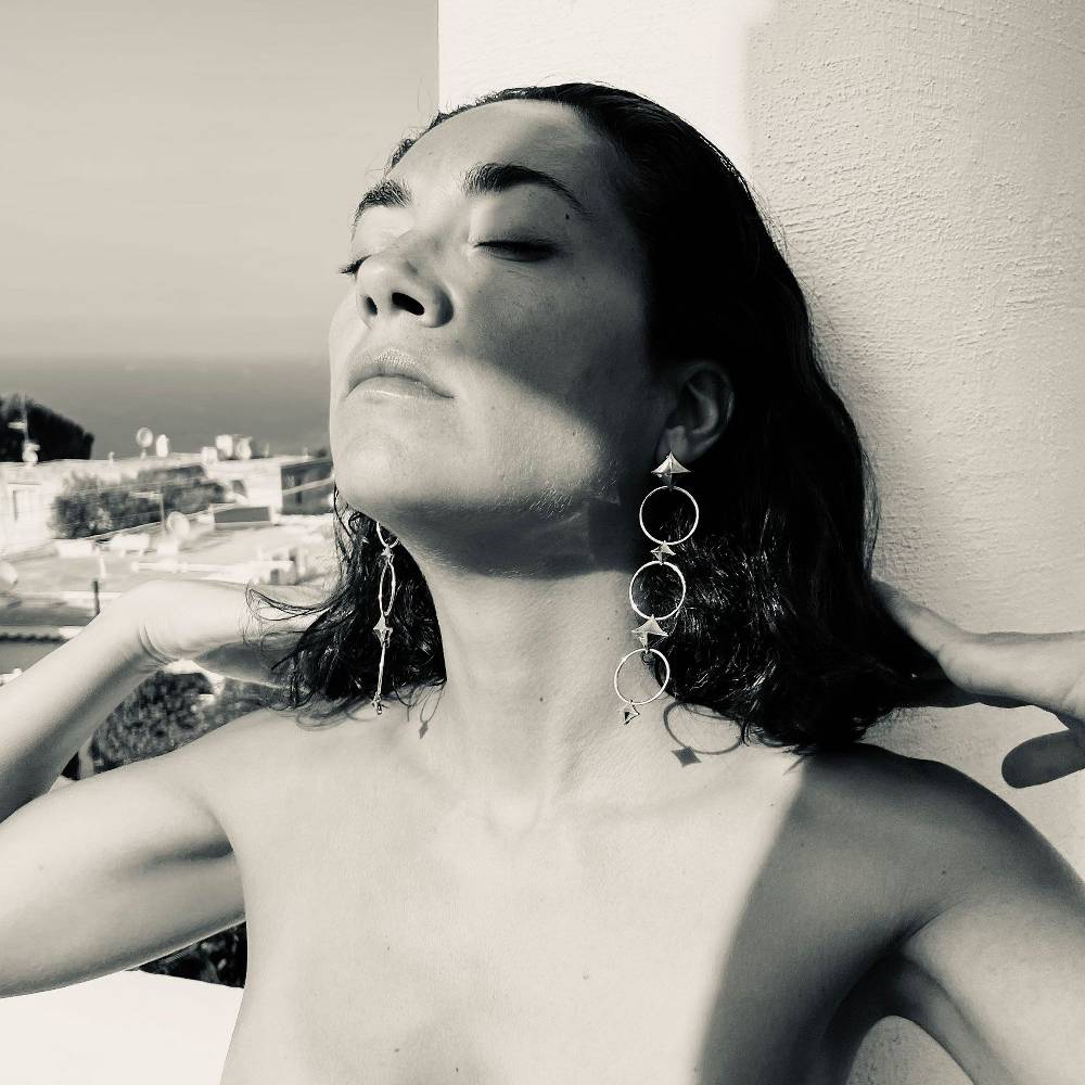 Paola Grande Gioielli SOLIS Orecchini 'Solis' con cerchi e rombi Sostegno trimestrale