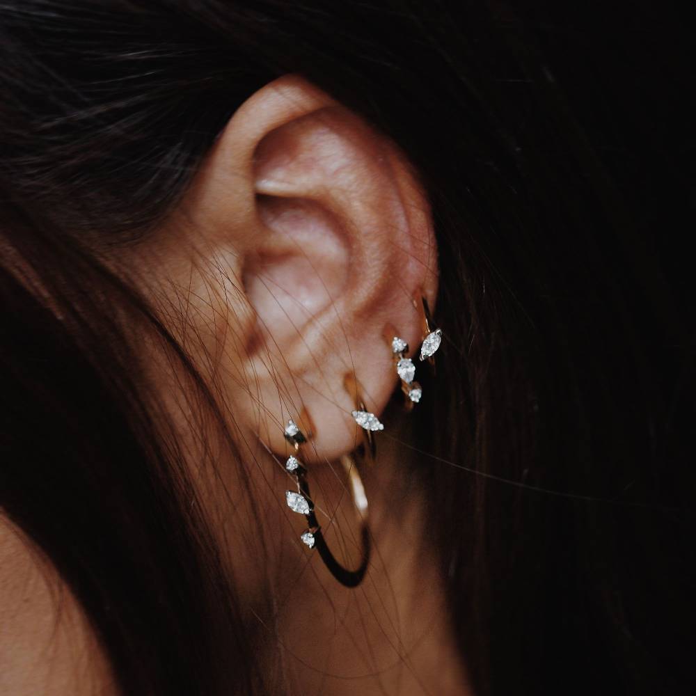 Paola Grande Gioielli BALANCE Set di 3 orecchini 'Balance' oro rosa con diamanti Limitato a 3 giorni