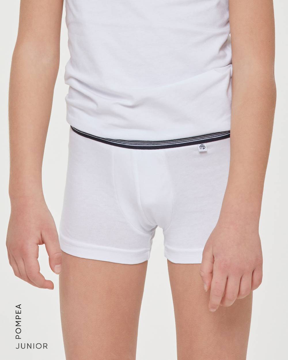 Pompea Boxer bimbo in cotone organico con elastico a righe