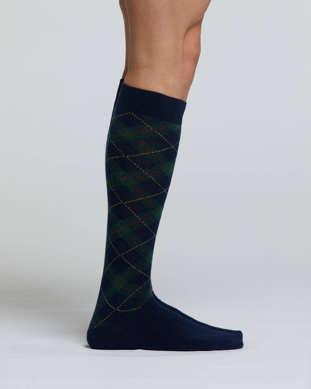 Pompea CALZA LUNGA COTONE ACERO MOTIVO ARGYLE In Vendita