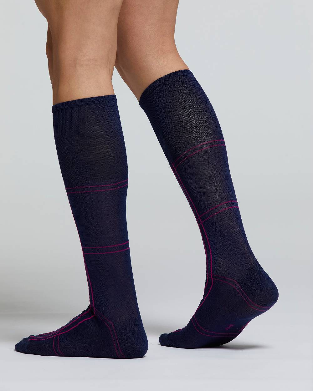 Pompea CALZA LUNGA COTONE AMARANTO MOTIVO A RIGHE Offerte