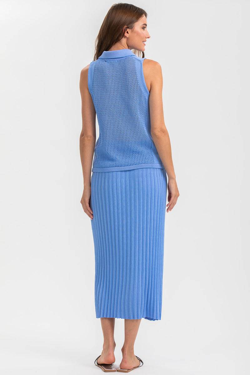 Pietro Brunelli LINDA | Top Smanicato Blu con Colletto Online