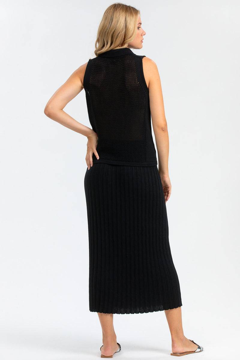 Pietro Brunelli LILY | Gonna Nera con Plissé in Cotone Saldi