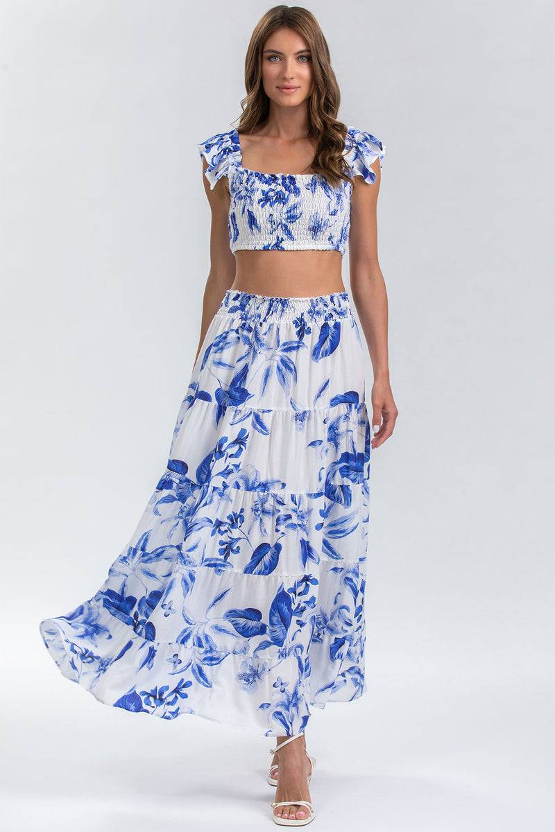 Pietro Brunelli MARISOL Q168 | Maxi Gonna a Balze Stampata