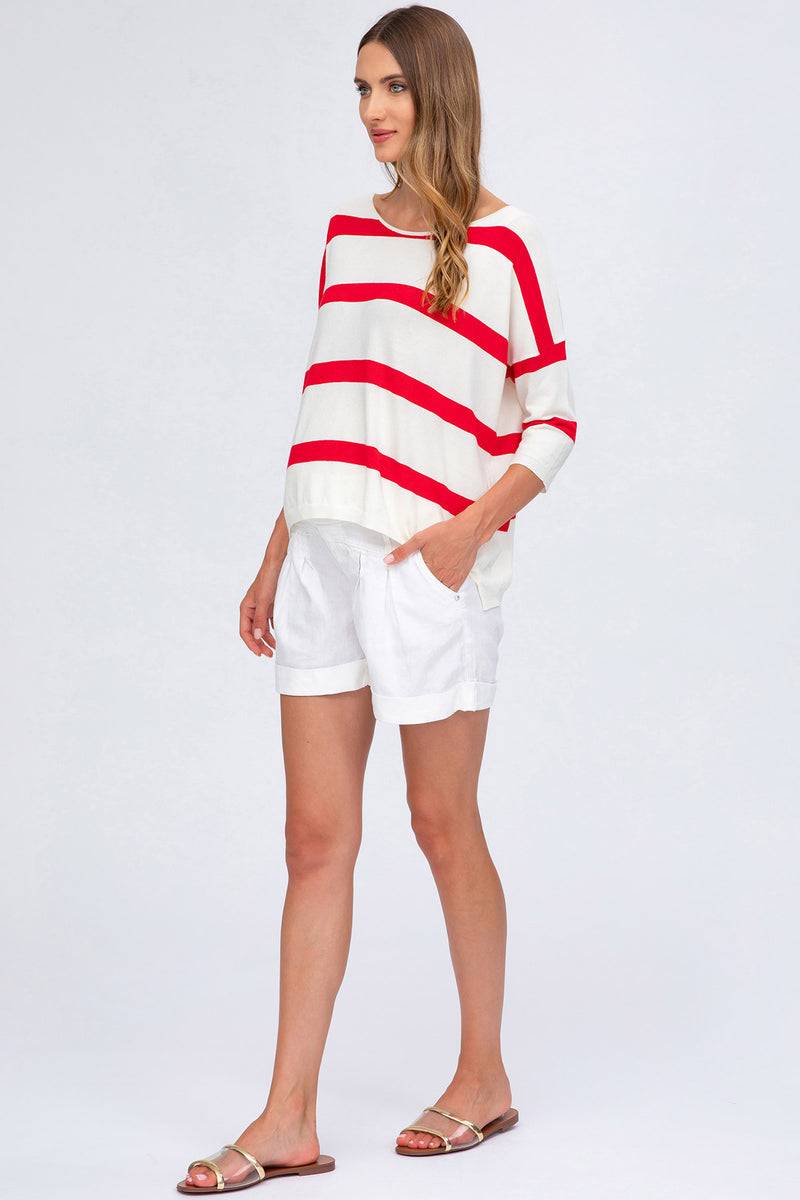 Pietro Brunelli MINI SHORT IN LINO | Pantaloncini Premaman Bianchi In Saldo