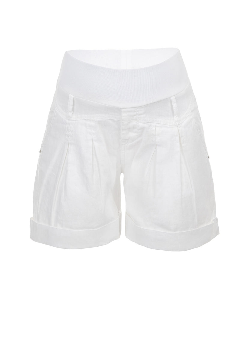 Pietro Brunelli MINI SHORT IN LINO | Pantaloncini Premaman Bianchi In Saldo