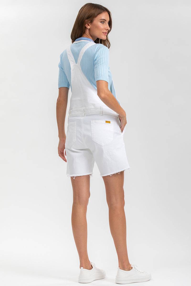 Pietro Brunelli VICTORIA | Salopette Premaman in Denim Bianco Nuova