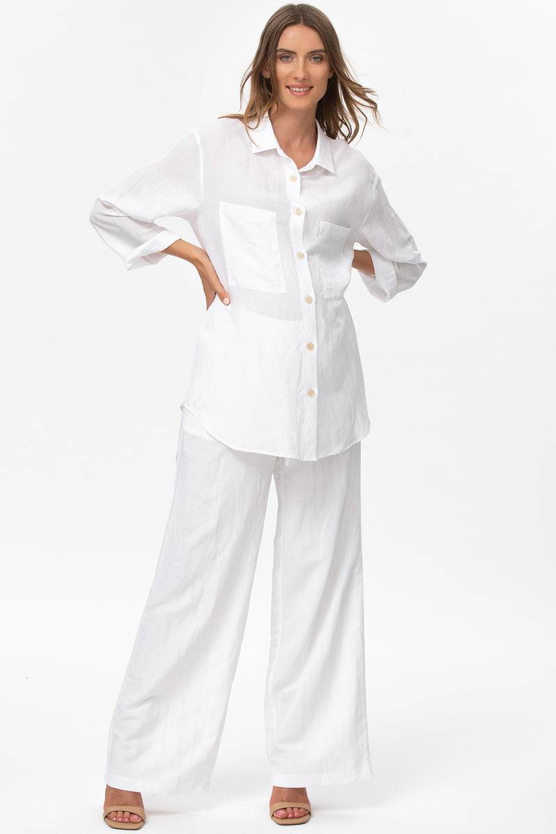 Pietro Brunelli JOSEPH | Pantaloni Premaman in Lino Bianchi