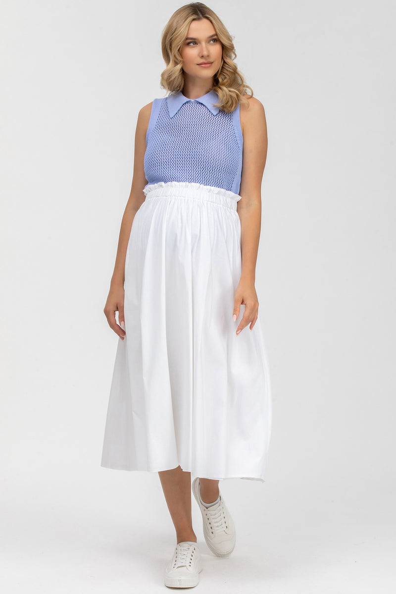 Pietro Brunelli OLIVIA | Gonna Premaman Midi Bianca in Cotone
