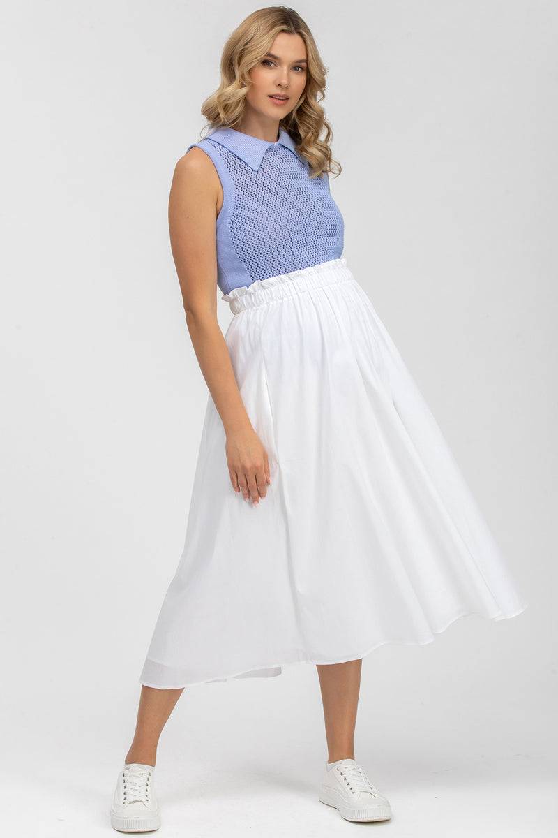 Pietro Brunelli OLIVIA | Gonna Premaman Midi Bianca in Cotone Offerta