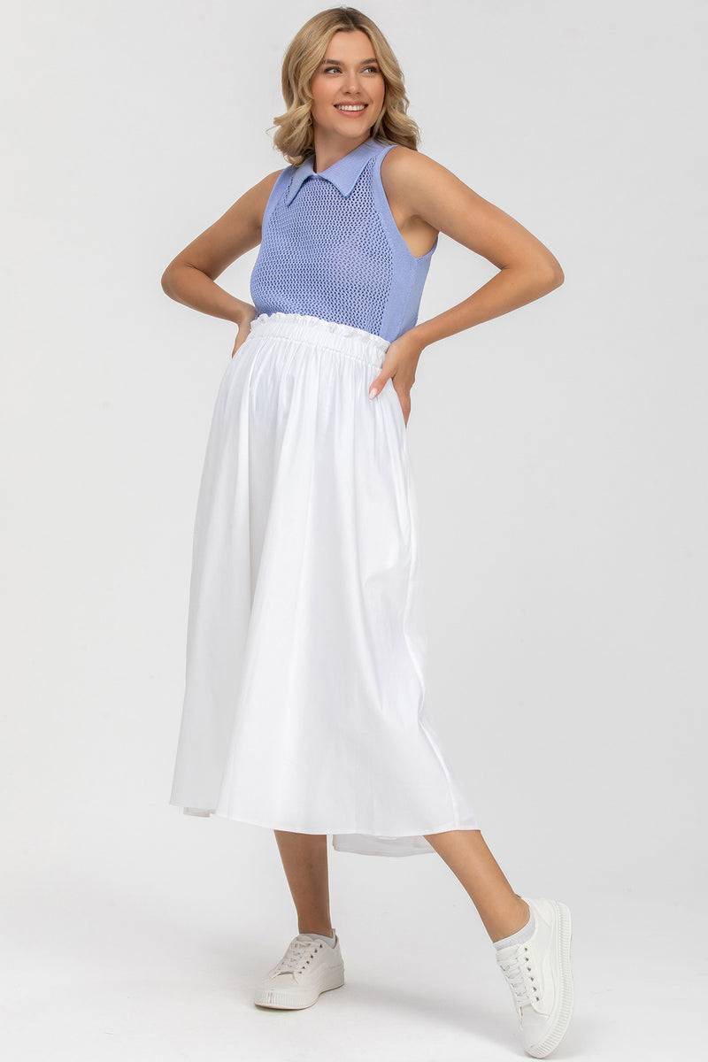 Pietro Brunelli OLIVIA | Gonna Premaman Midi Bianca in Cotone Offerta