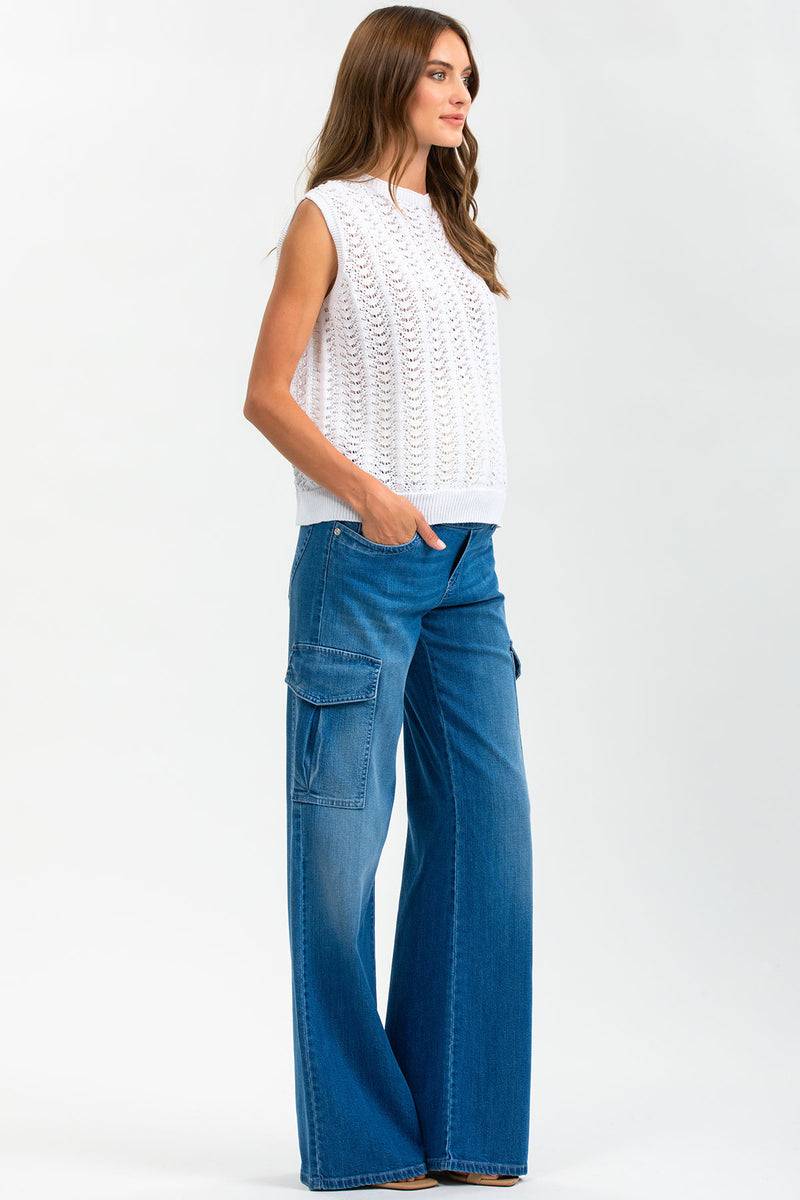 Pietro Brunelli WIDE LEG WA02 | Jeans Premaman a Gamba Larga con Tasche Laterali In Vendita