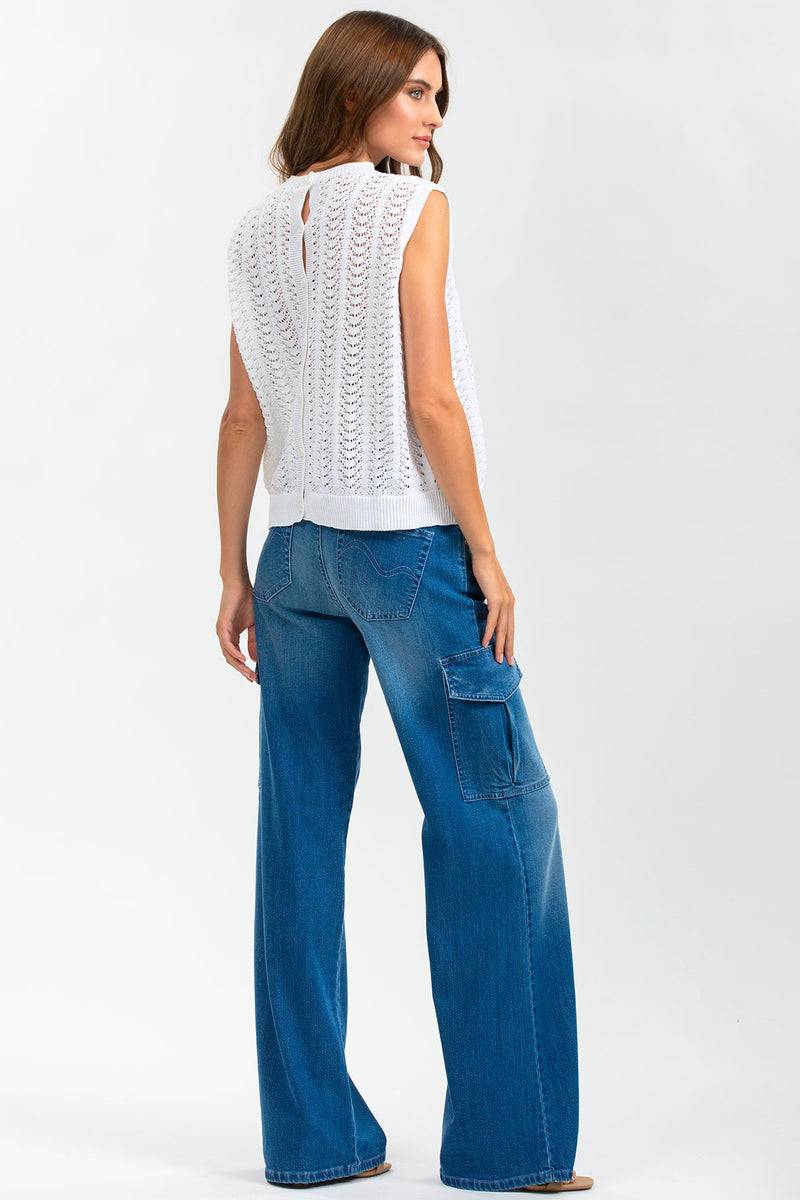 Pietro Brunelli WIDE LEG WA02 | Jeans Premaman a Gamba Larga con Tasche Laterali In Vendita