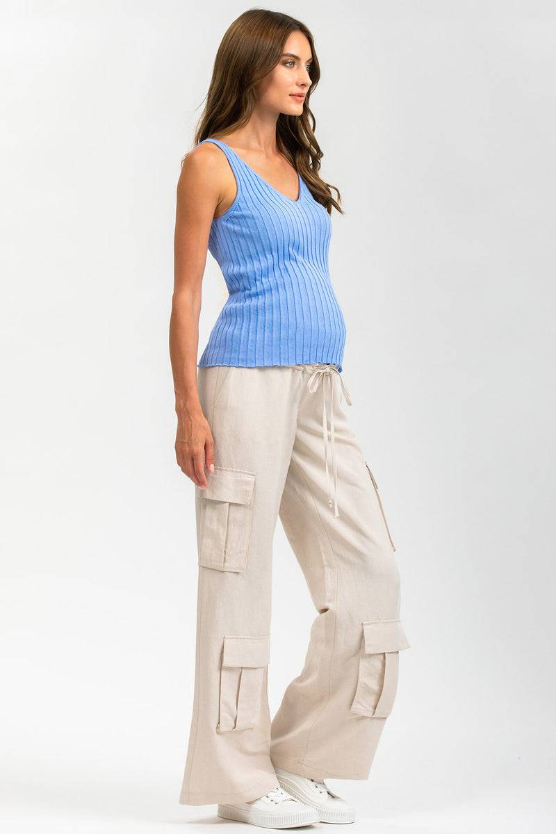 Pietro Brunelli GEORGE | Pantaloni Premaman Stile Cargo in Lino Beige Hotsell