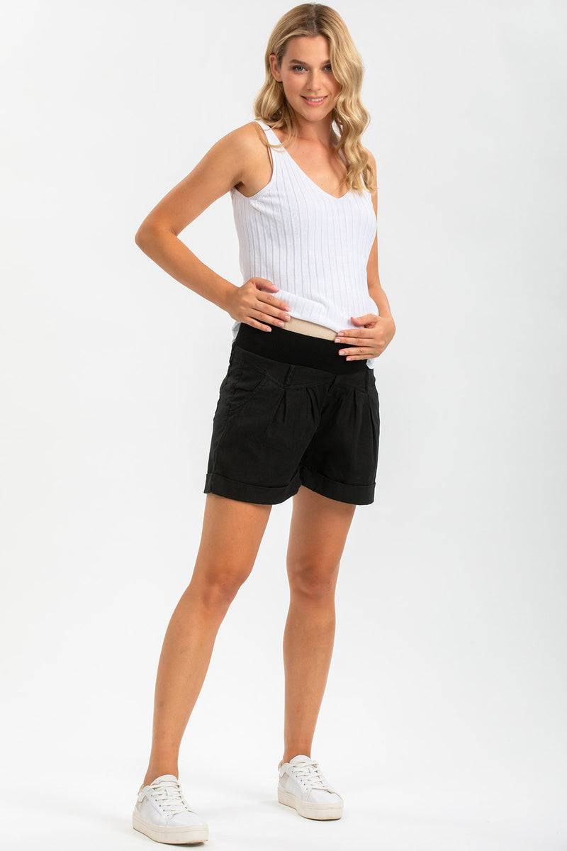 Pietro Brunelli MINI SHORT IN LINO | Pantaloncini Premaman Neri Promozione