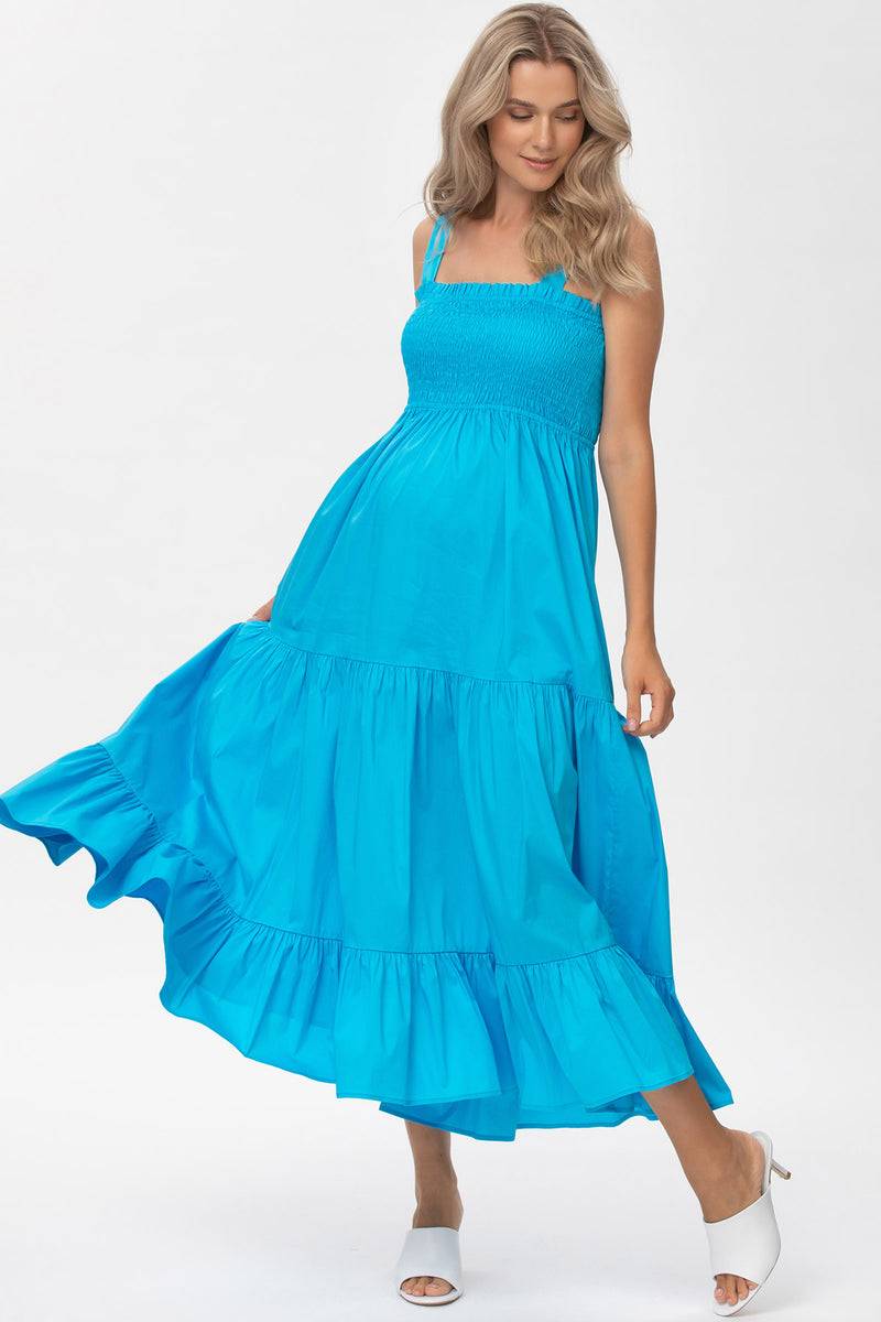 Pietro Brunelli HOLLY | Abito Premaman Lungo in Cotone Blu