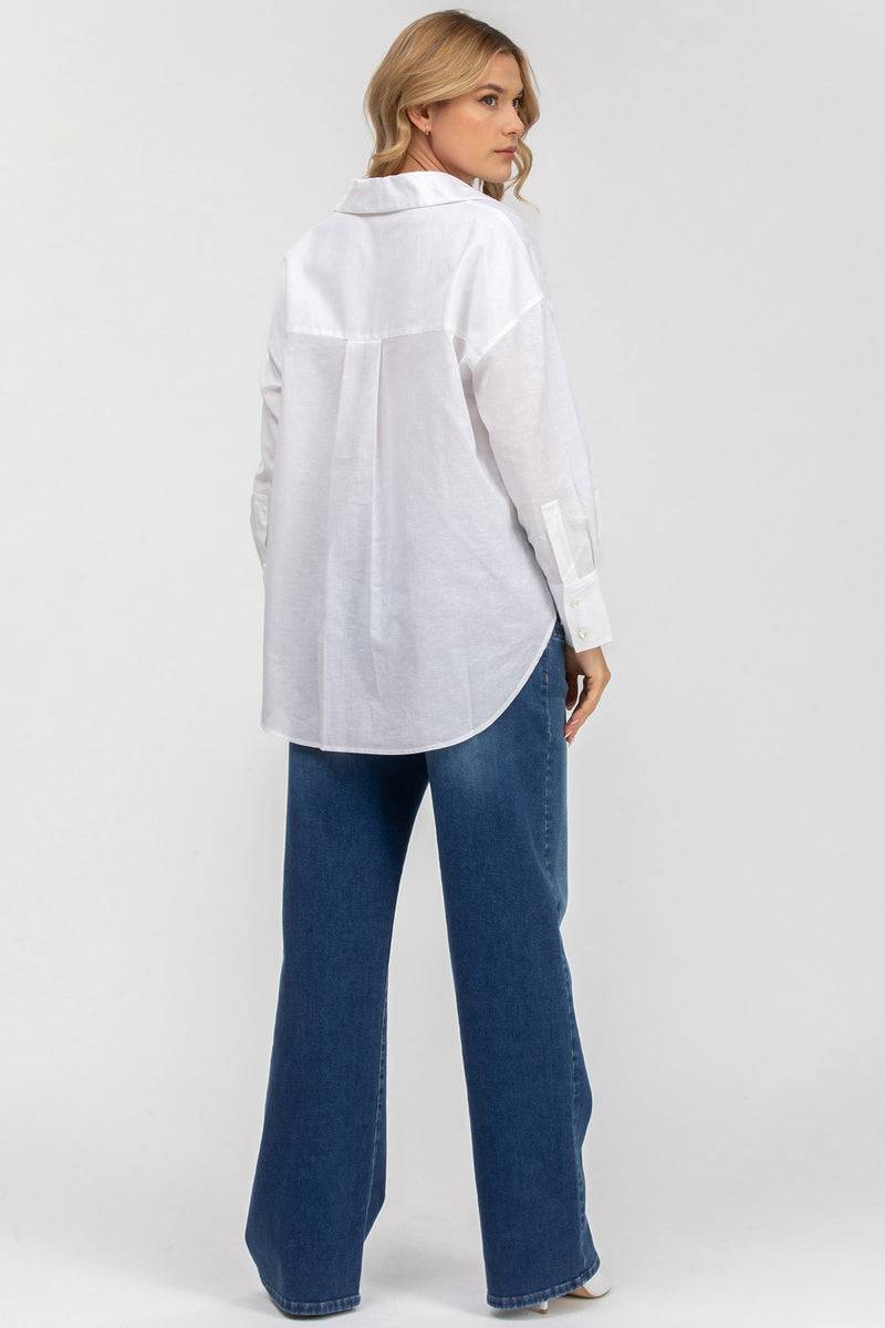 Pietro Brunelli SOPHIA POCKET | Camicia Premaman Oversize con Tasche Frontali in Lino Bianca Offerta